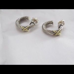 David Yurman Silver/Gold X Collection Earrings